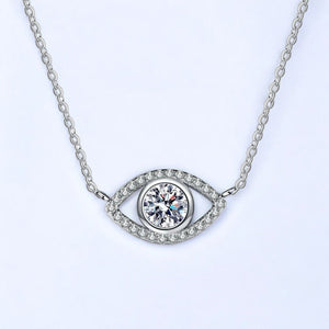 'Eye' Shaped Moissanite Pendant in Silver - Dazzle and Grace