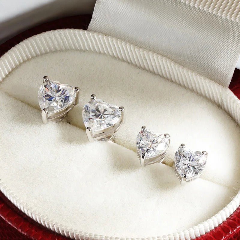 Heart Shaped Moissanite Earrings - Dazzle and Grace