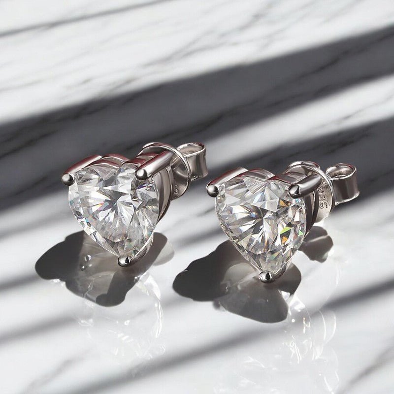 Heart Shaped Moissanite Earrings - Dazzle and Grace