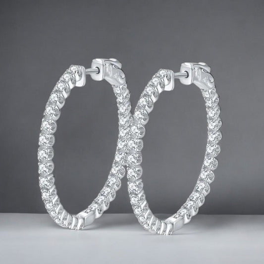 Large Radiant Moissanite Double Sided Hoop Earrings - Dazzle and Grace