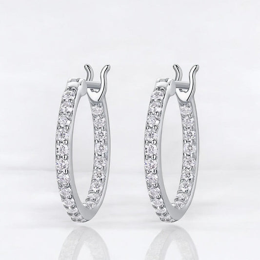 Mini Moissanite Magic: Delicate Silver Hoop Earrings - Dazzle and Grace