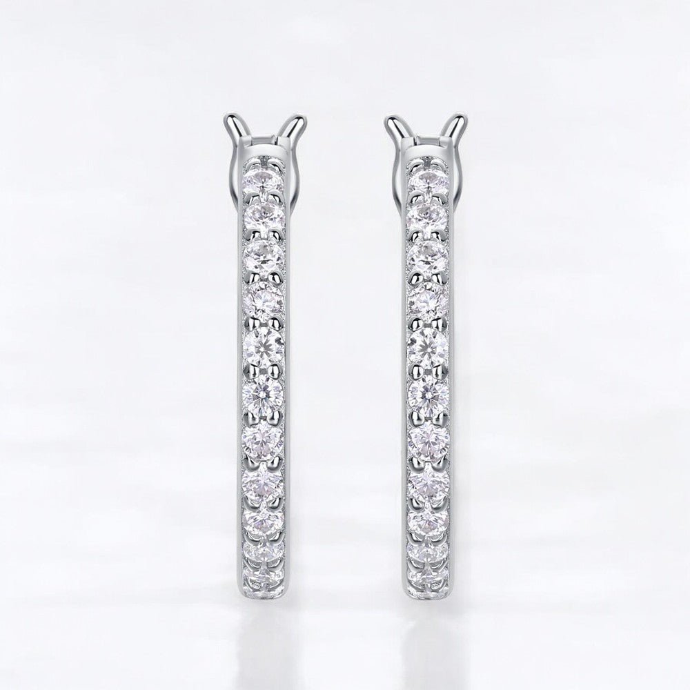 Mini Moissanite Magic: Delicate Silver Hoop Earrings - Dazzle and Grace