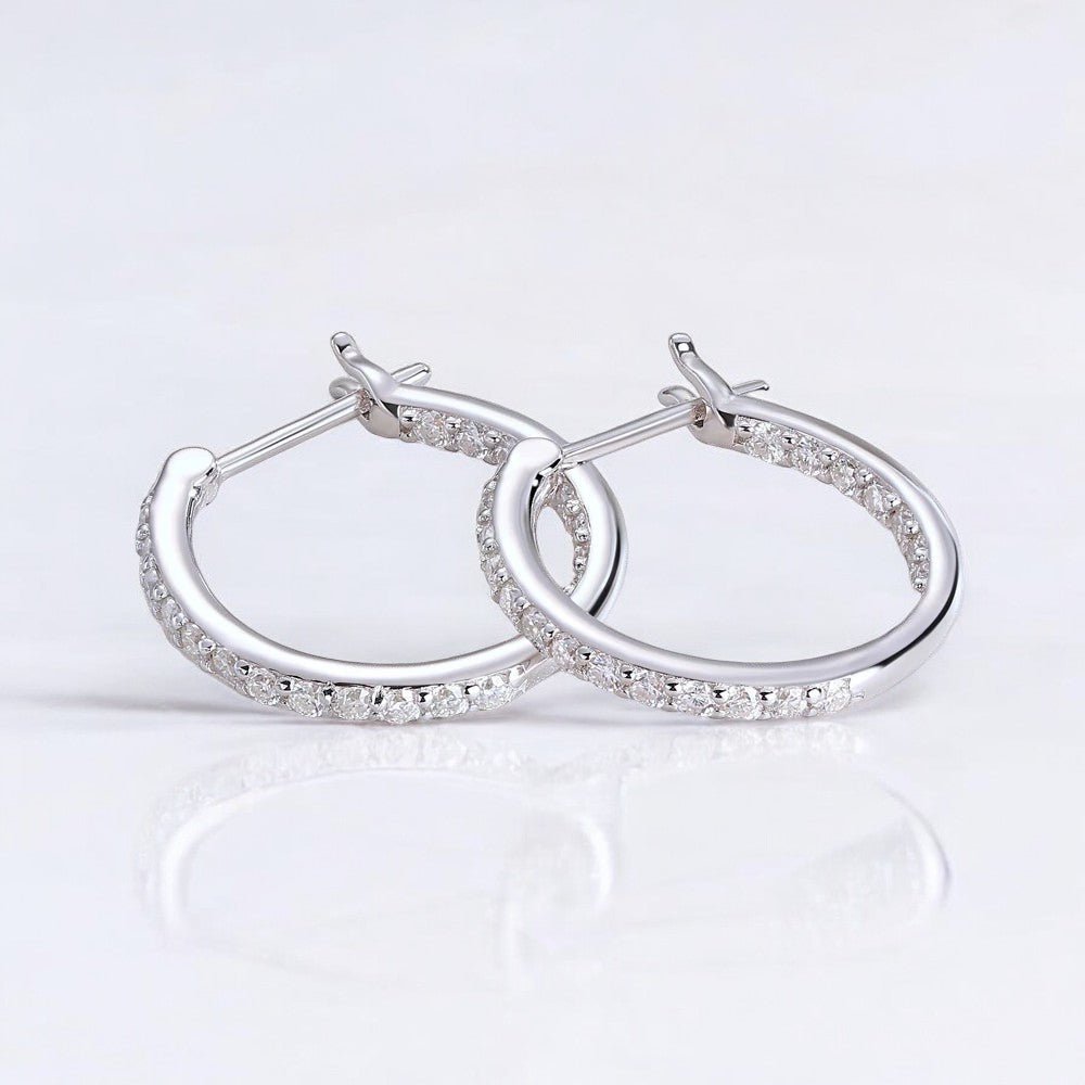 Mini Moissanite Magic: Delicate Silver Hoop Earrings - Dazzle and Grace