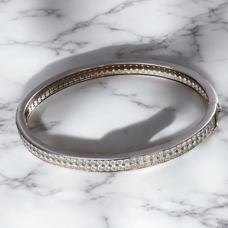 Pave Moissanite Bangle Bracelet - Dazzle and Grace