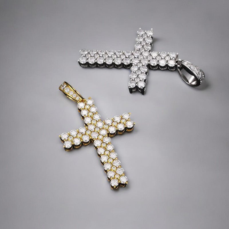 Pave Moissanite Cross Pendant in Silver - Dazzle and Grace