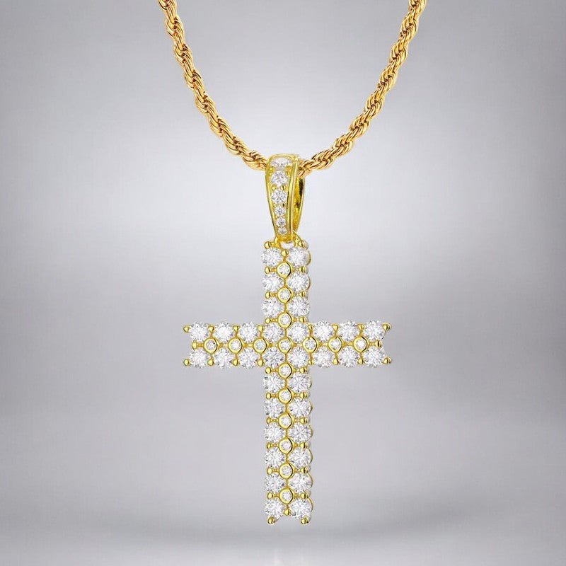 Pave Moissanite Cross Pendant in Silver - Dazzle and Grace