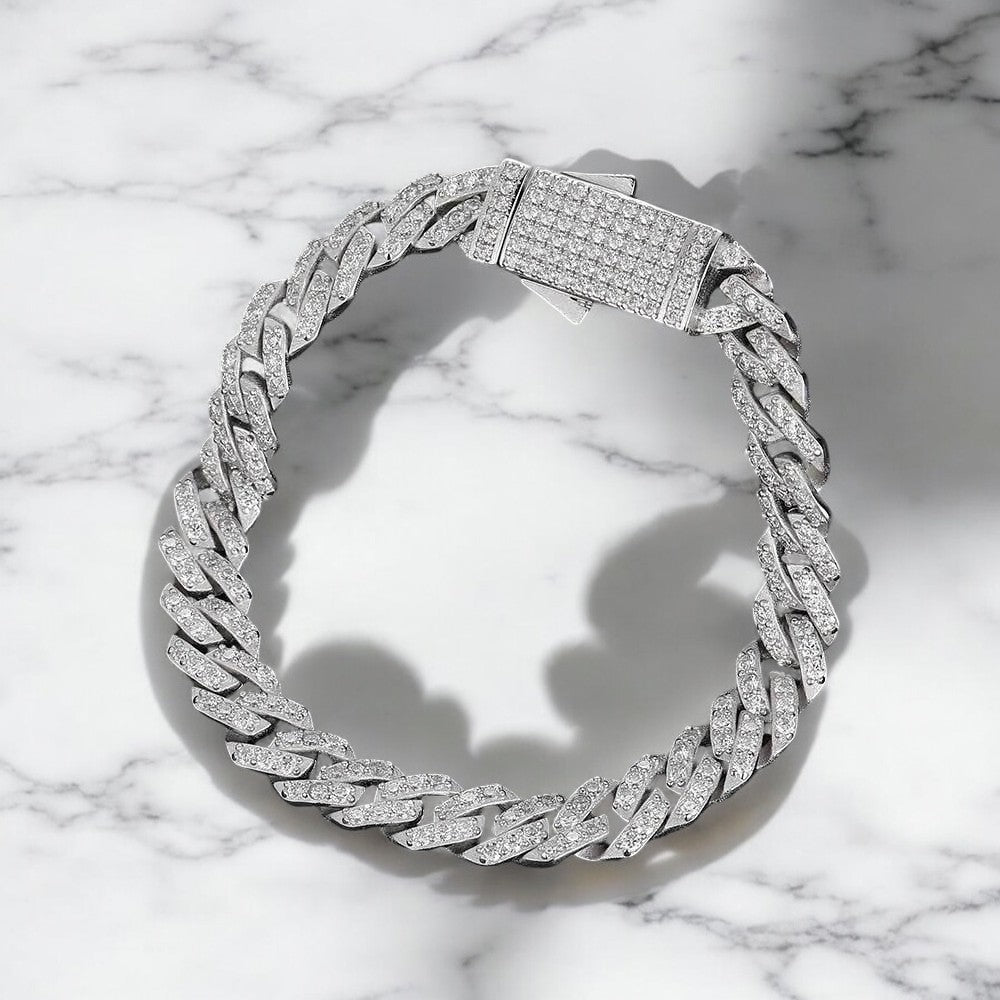 Pave Moissanite Cuban Link Bracelet - Dazzle and Grace