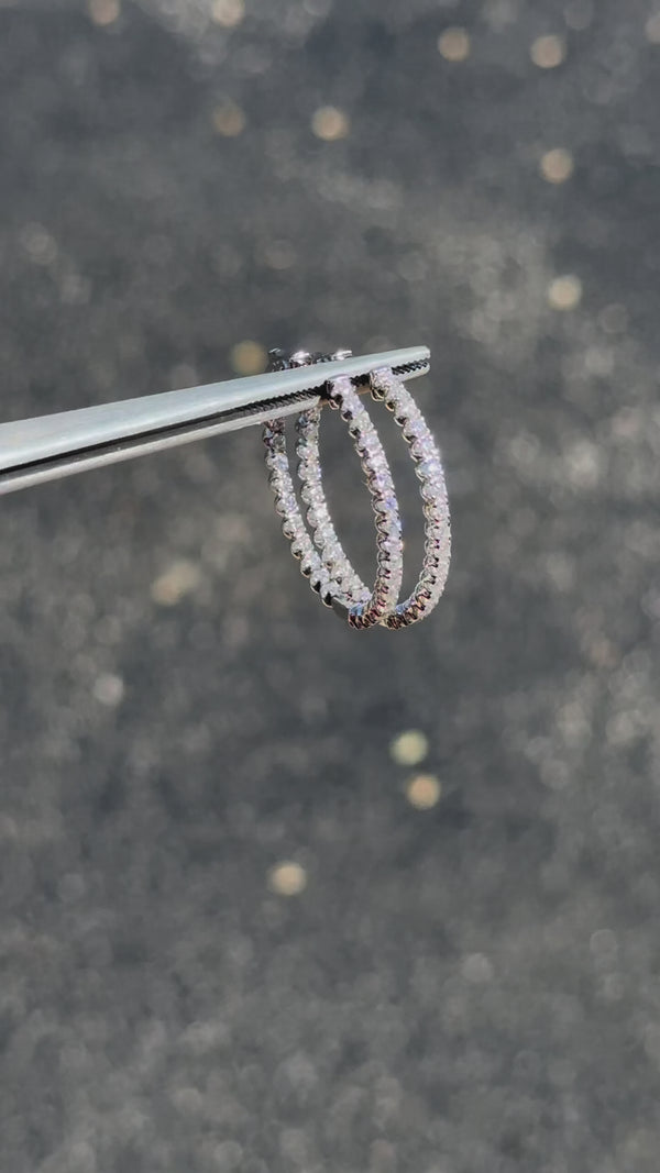 Radiant Moissanite Double Sided Hoop Earrings