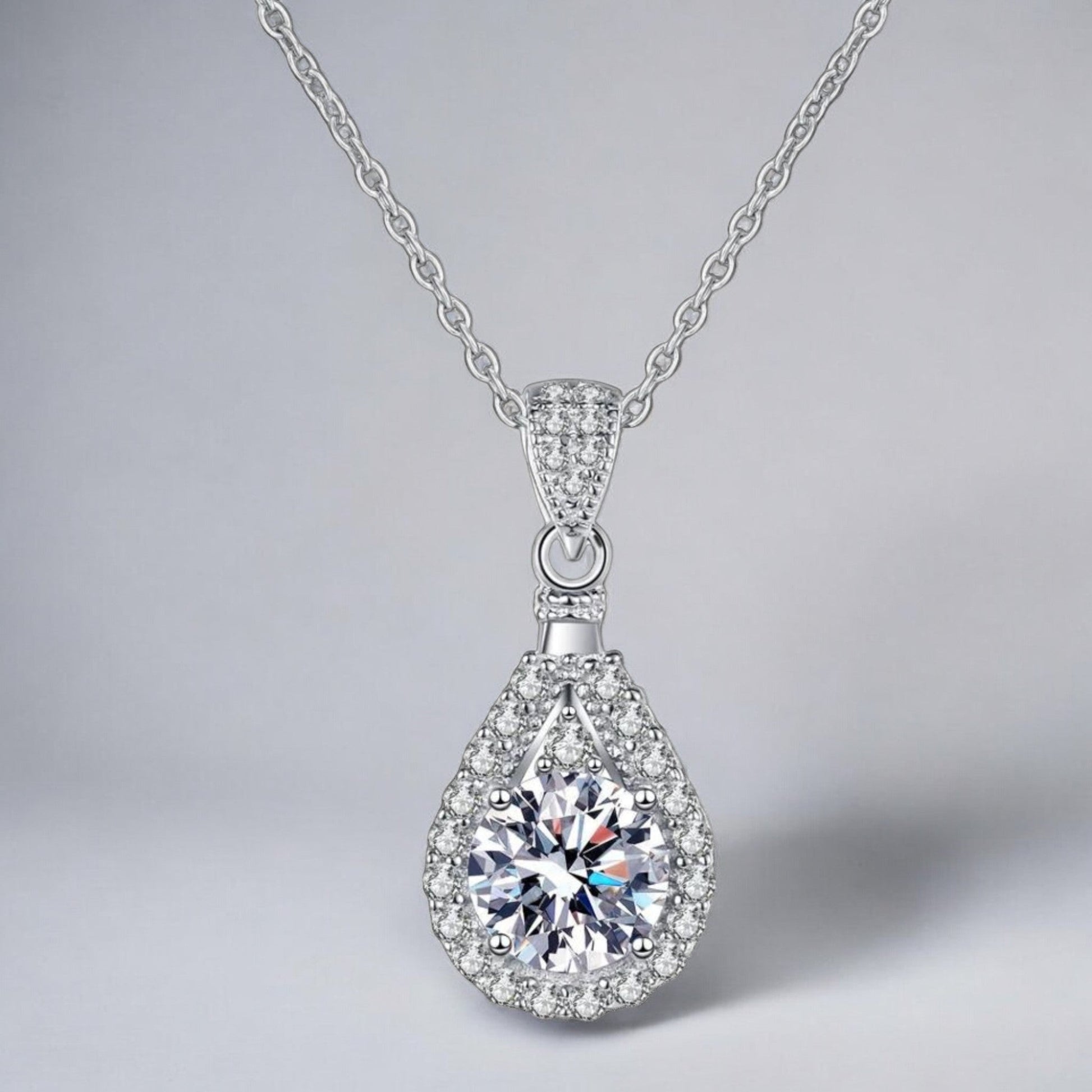 Radiant D VVS1 Tear Drop Moissanite Pendant Necklace - Dazzle and Grace