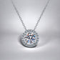 Round Halo Moissanite Pendant in Silver - Dazzle and Grace