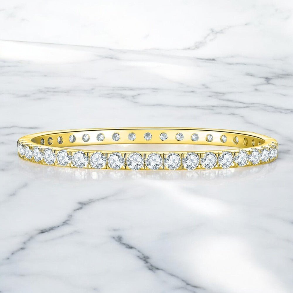 Single Row Pave Moissanite Bangle Bracelet - Dazzle and Grace