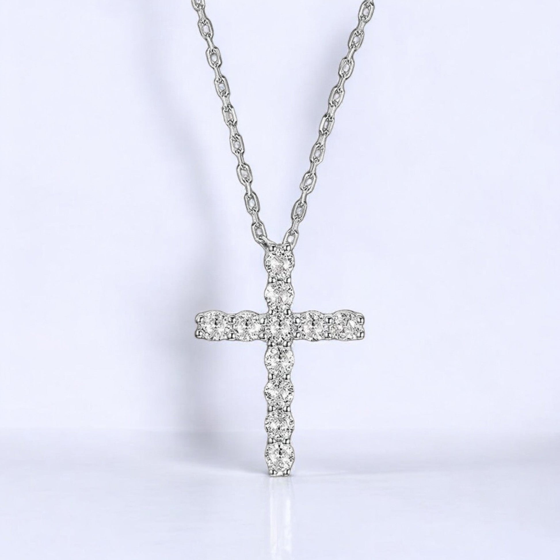 Sparkling 3mm Moissanite Cross Pendant Necklace - Dazzle and Grace