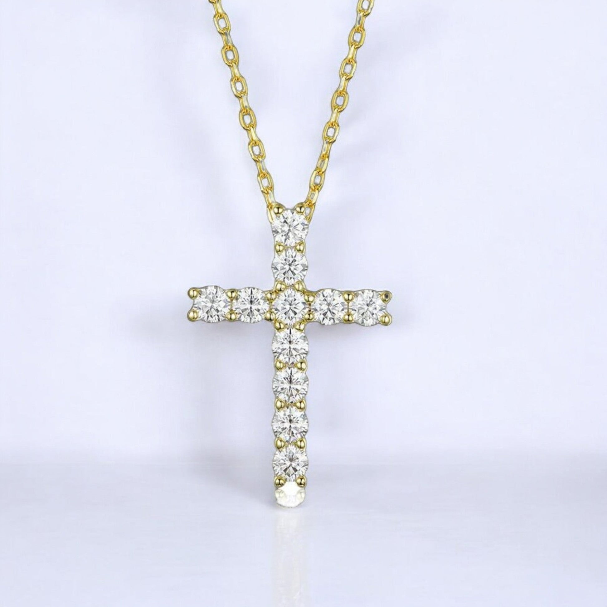 Sparkling 3mm Moissanite Cross Pendant Necklace - Dazzle and Grace