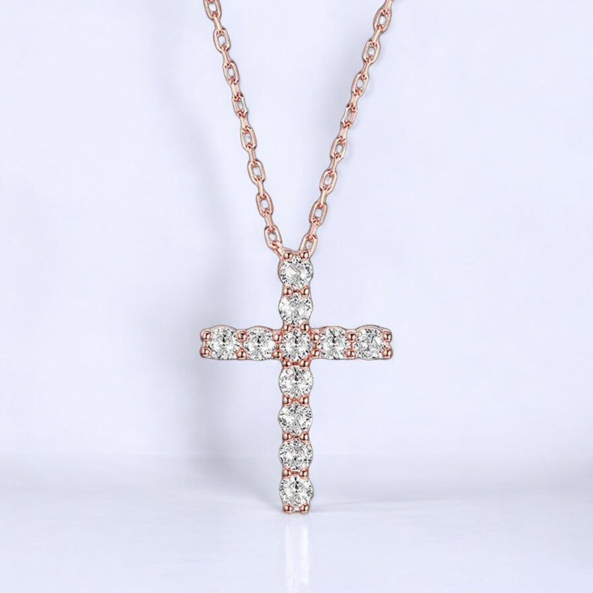 Sparkling 3mm Moissanite Cross Pendant Necklace - Dazzle and Grace