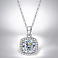 Square Moissanite Pendant in Silver - Dazzle and Grace