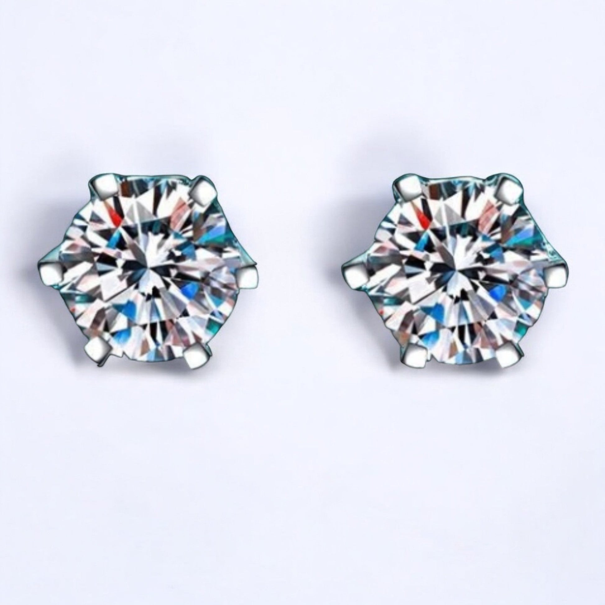 Timeless 0.5 - 2 Carat Moissanite Stud Earrings in White Gold Plated - Dazzle and Grace