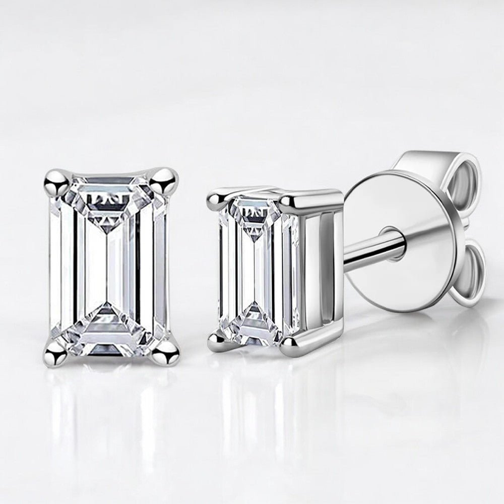 Timeless Elegance: Emerald Cut Moissanite Studs - Dazzle and Grace